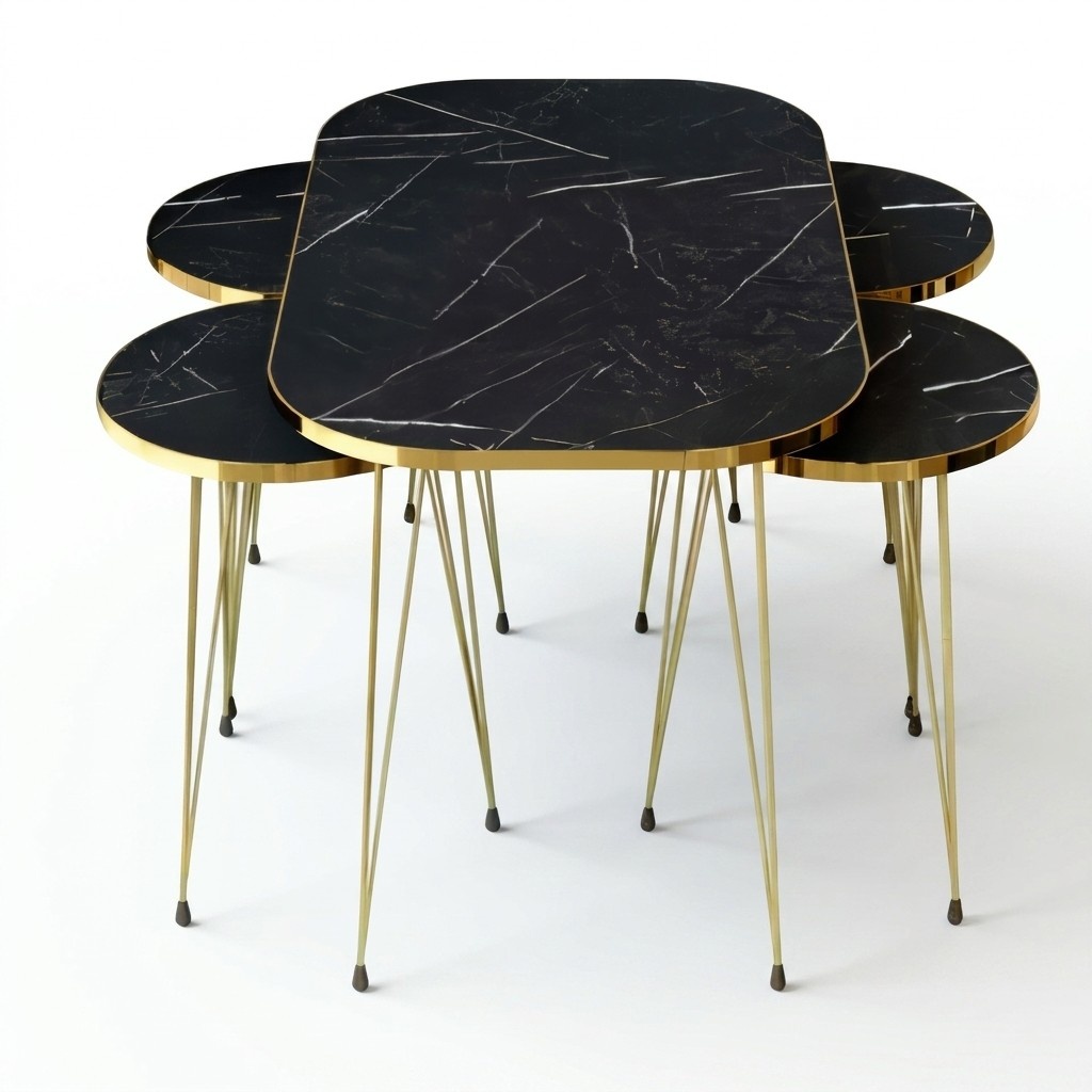 Schwarzer Holz-Couchtisch mit Beistelltischen im modernen Stil