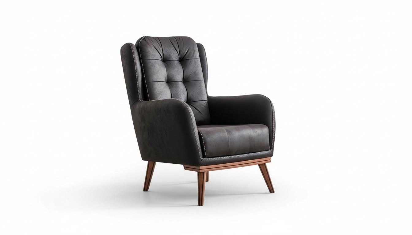 Schwarzer Moderner Sessel Ohrensessel Relaxsessel Fernseh Sitzer Luxus