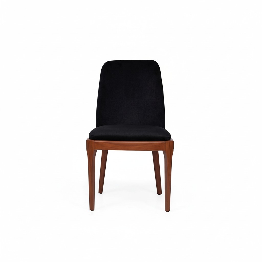 Schwarzer Polsterstuhl Designer Holzfüße Esszimmerstuhl Holzgestell Neu