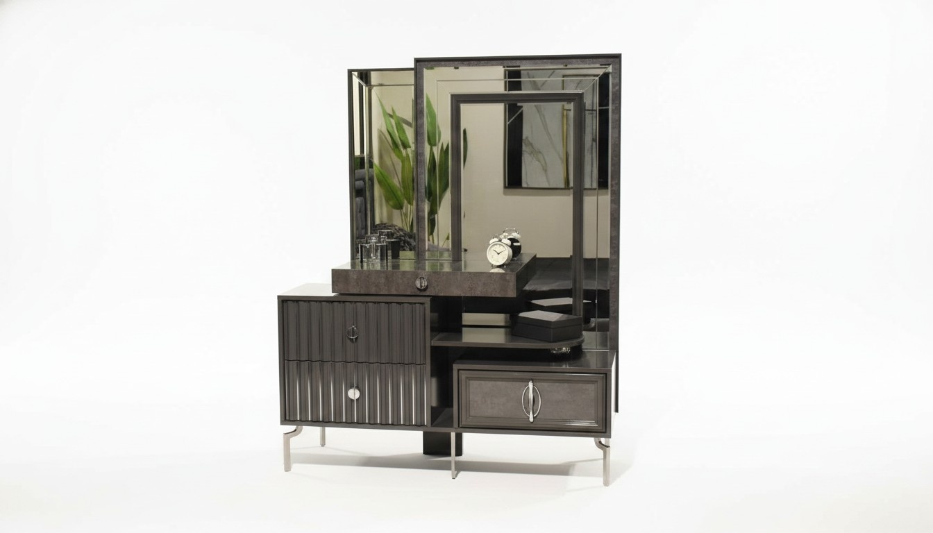 Schwarzer Schminktisch Luxus Holz Konsole Designer Schlafzimmer Möbel