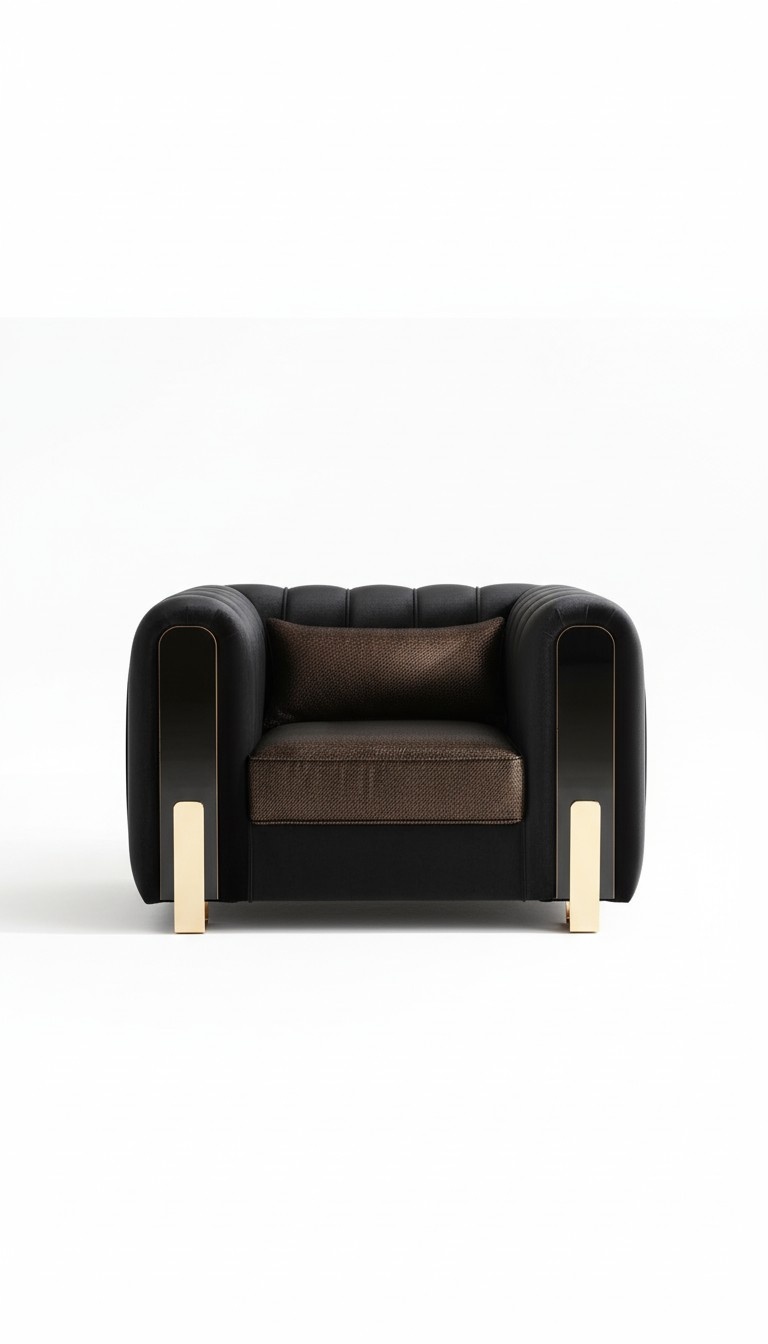 Schwarzer Sessel Ohrensessel Luxus Design Wohnzimmer Einsitzer Modern