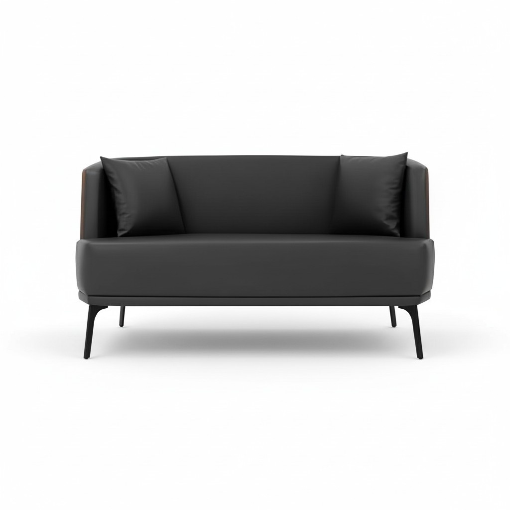 Schwarzer Wohnzimmer 2-Sitzer Polster Kunstleder Sofa 2-er Leder Couch
