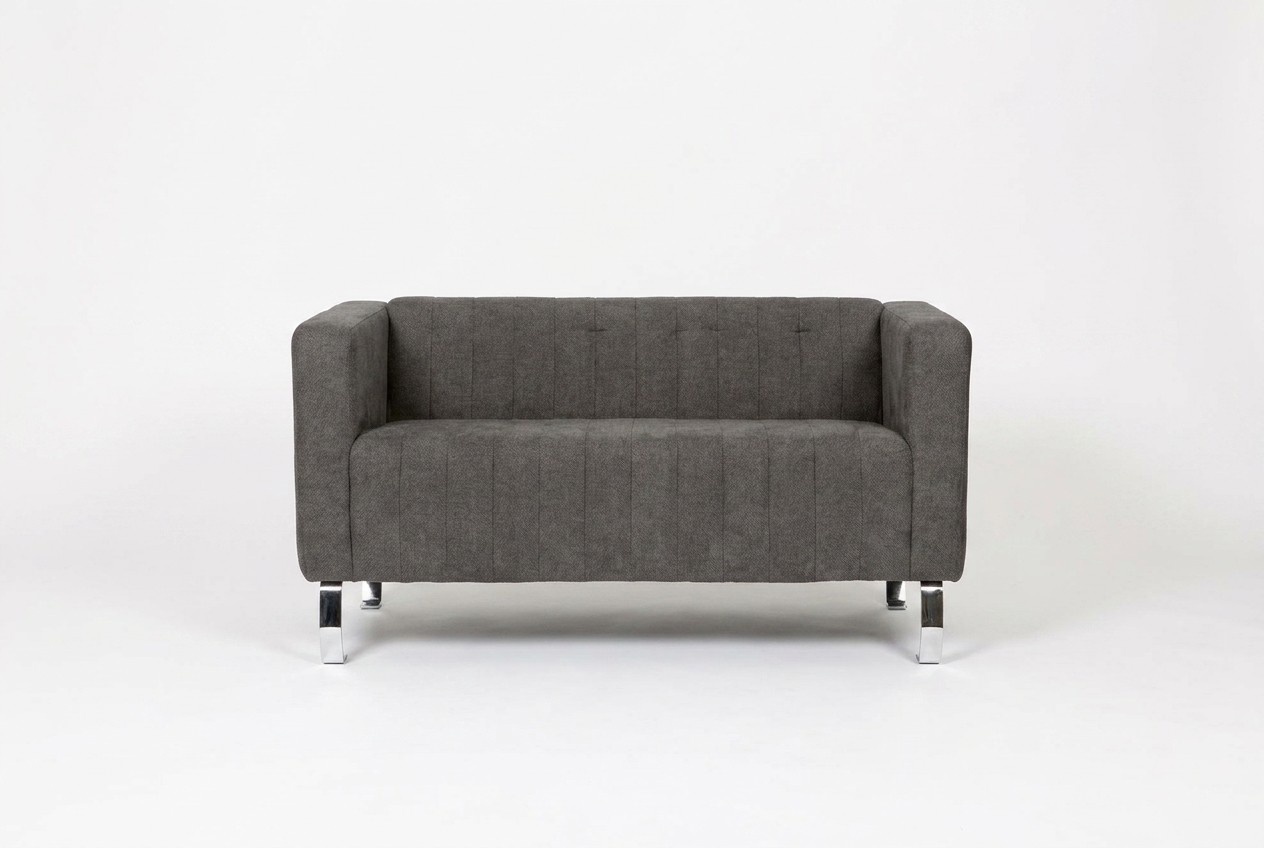 Schwarzer Zweisitzer Arbeitszimmermöbel Graue Luxus Couch Textilmöbel