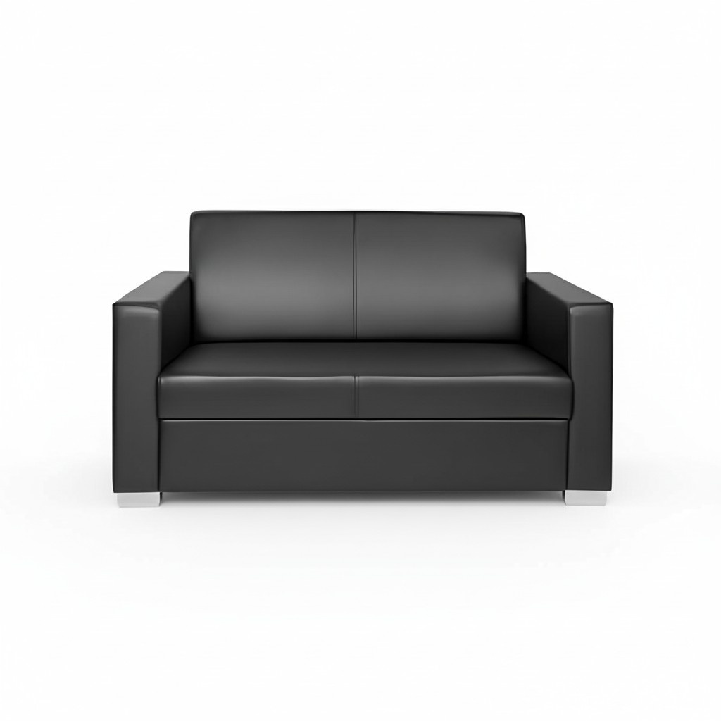 Schwarzes Leder Sofa Zweisitzer Couch Lounge 2-Sitzer Moderner Club 2-er