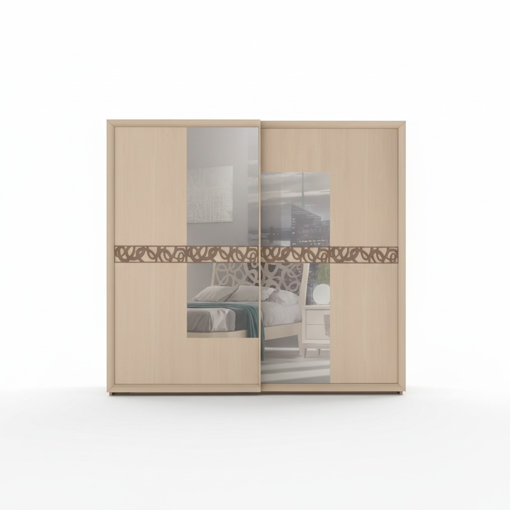 Schwebetürenschrank Schrank Kleiderschrank mit iegel Holz Luxus Modern