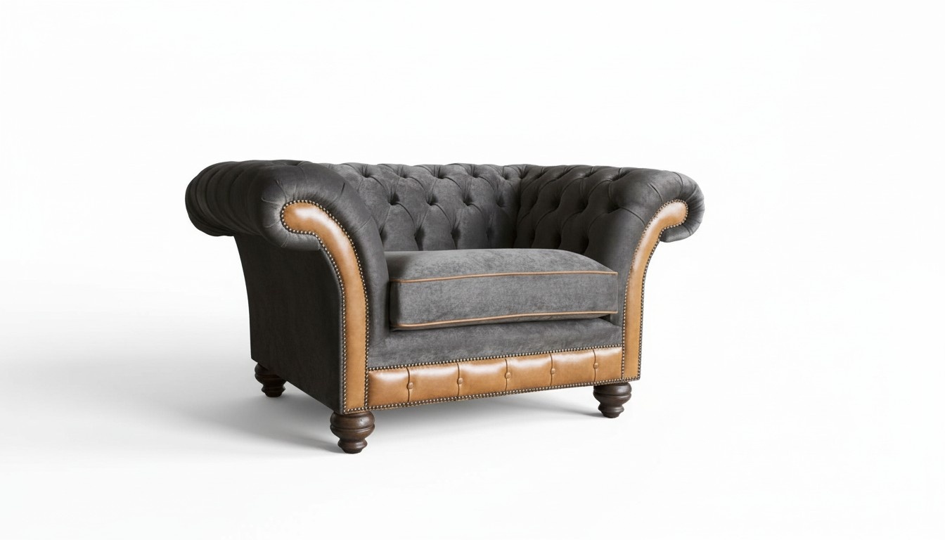 Sessel 1 Sitzer Relax Polster Fernseh Chesterfield Textil Sofa Couchen