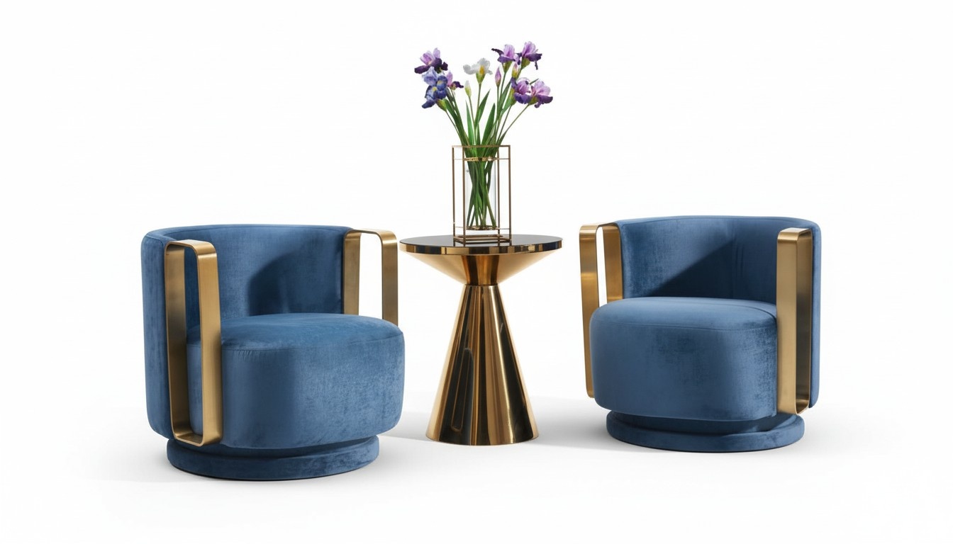 Sessel Blau Luxus Stoff Textil Wohnzimmer Neu Kreative Modern Design