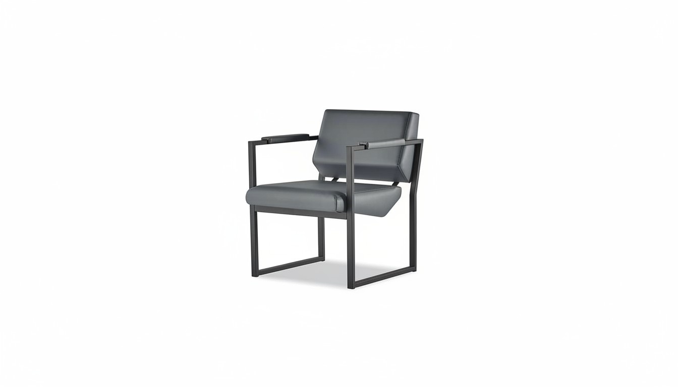 Sessel Bürostuhl Vierseitig Edelstahl Schwarz Einfarbig 1-Sitzer Leder