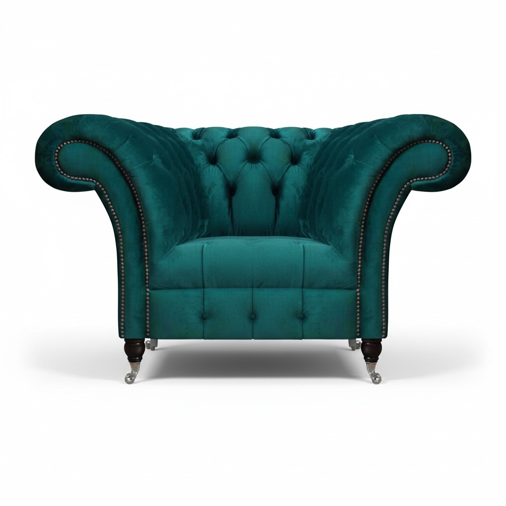 Sessel Design Möbel Grün Modern Einrichtung Chesterfield Wohnzimmer Neu