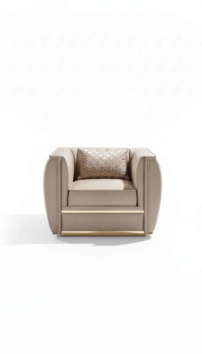 Sessel Design Wohnzimmer Polster Holz Moderne Luxus Neu Farbe beige