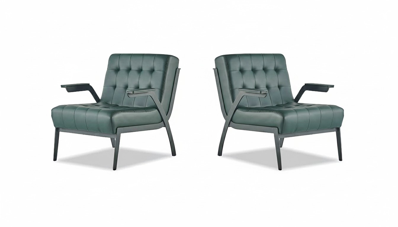 Sessel Grün 1-Sitzer Lehnsessel Modern Chesterfield Edelstahl Leder
