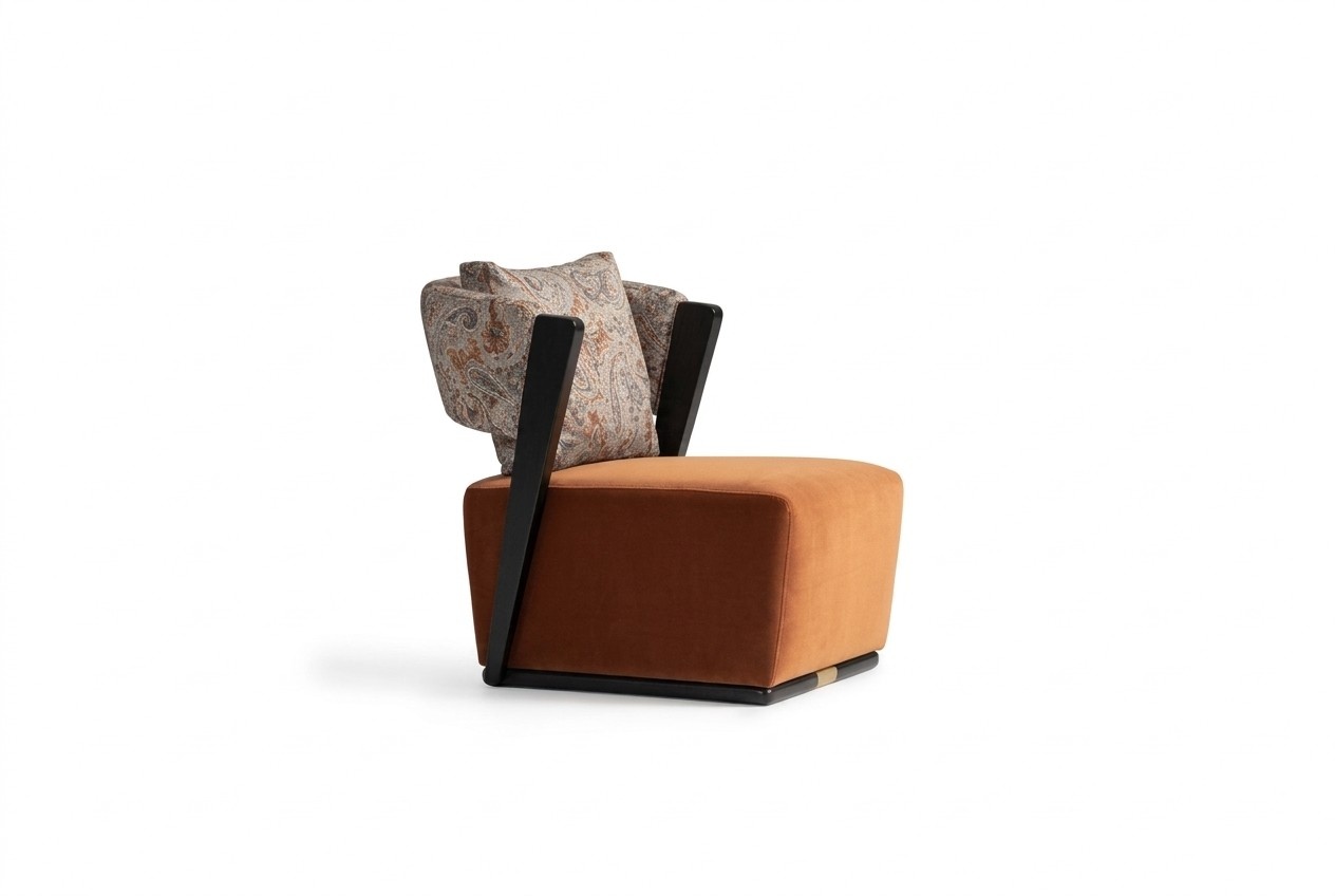 Sessel Ohrensessel Cocktailsessel Relaxsessel Orange Stoff Modern Sitz