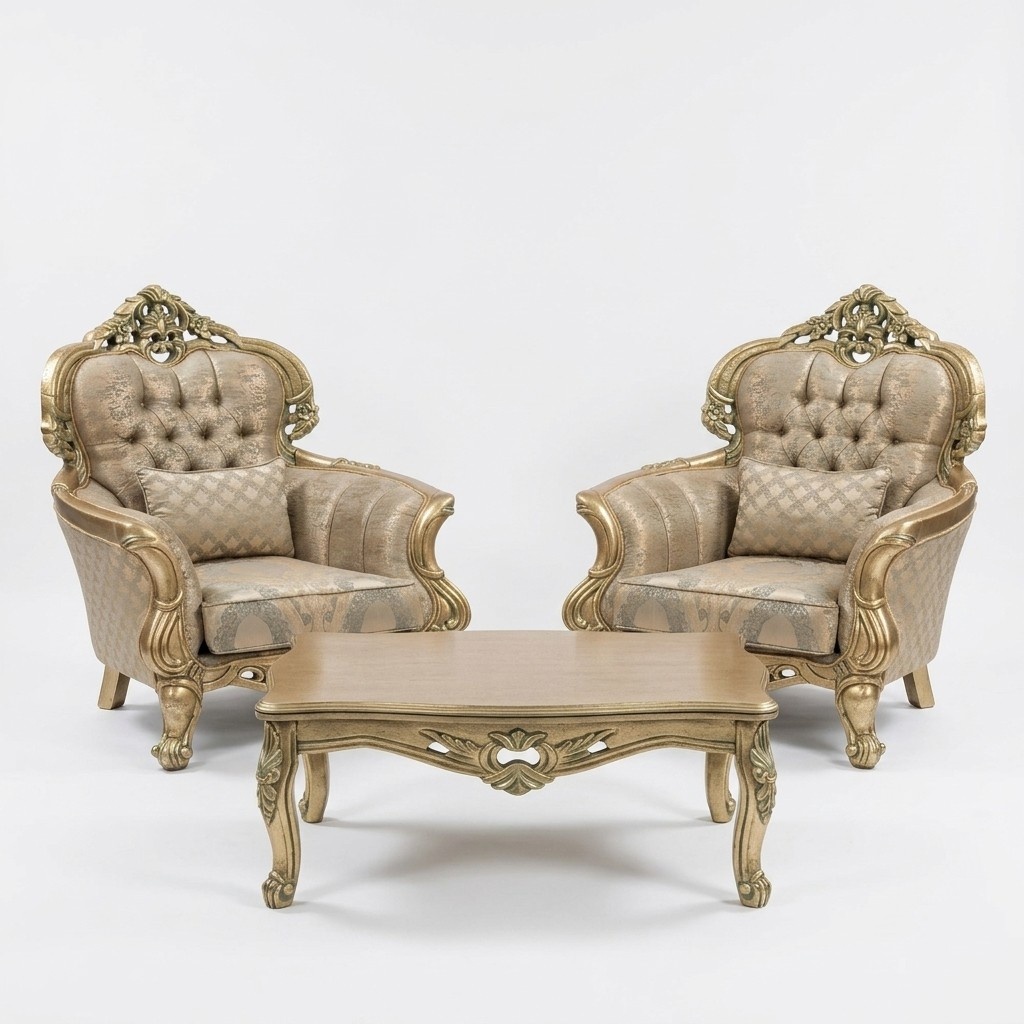 Sessel Ohrensessel Design Polster Sofa Barock Chesterfield Textil Wohnzimmer Neu