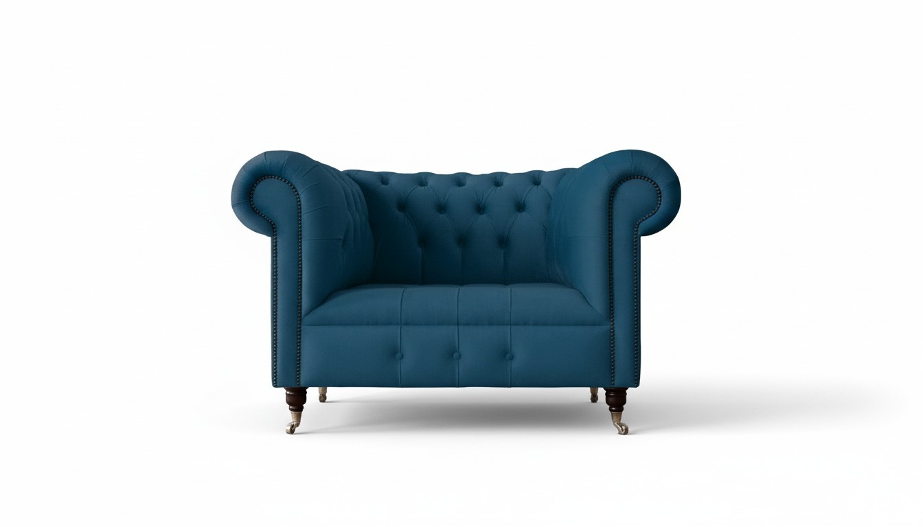 Sessel Polster Sofa Textil Chesterfield Couchen 1 Sitzer Einsitzer Blau