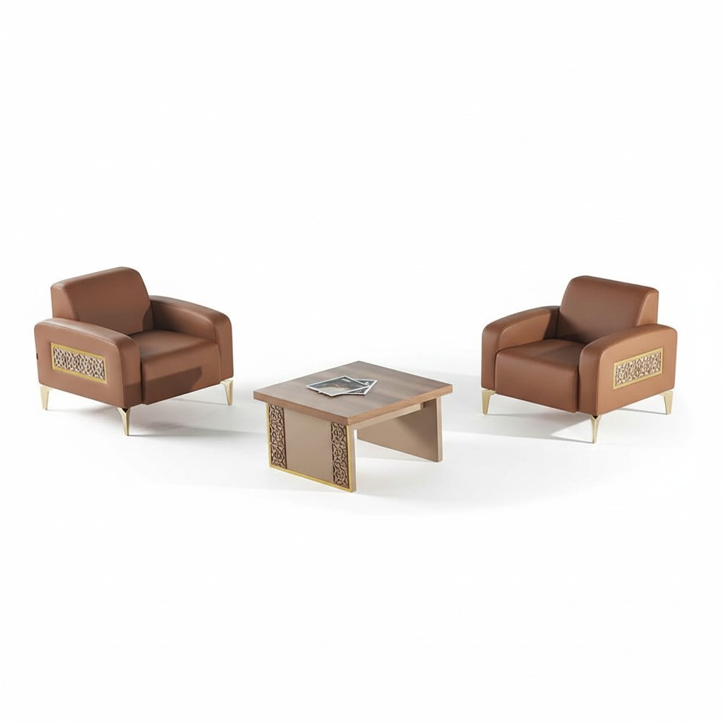 Sessel Rechteckig Couchtisch Set Braun Modern Lehnsessel Quadratisch