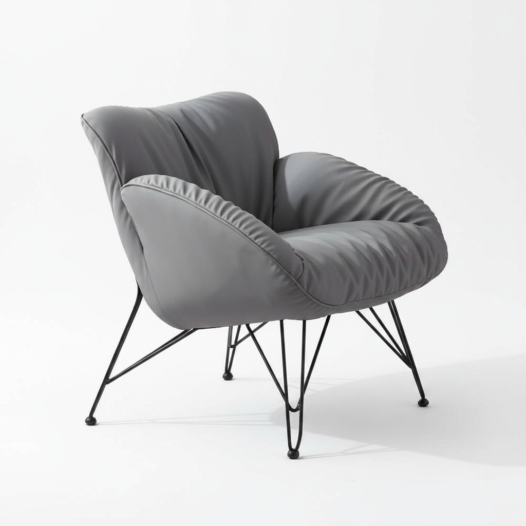 Sessel Weich Wohnzimmer Fernseh Sofa Couch Sessel Stuhl Samt Grau