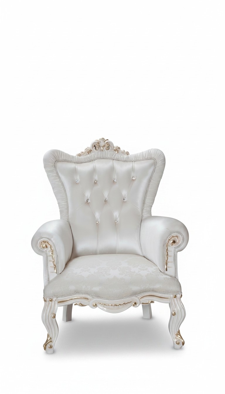Sessel Weiß Wohnzimmer Textil Design Chesterfield italienischer Stil