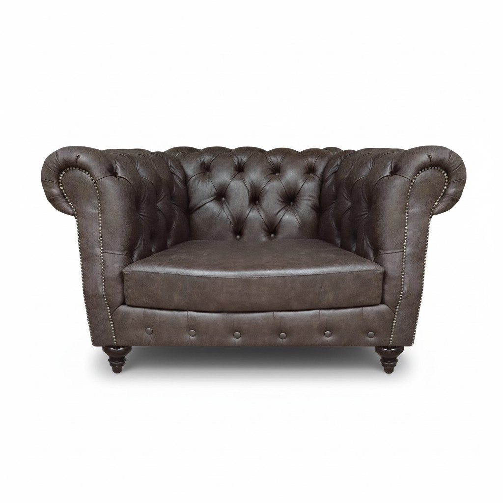 Sessel Wohnzimmer Braun Einrichtung Couch Polstermöbel Leder Sitz Chesterfield