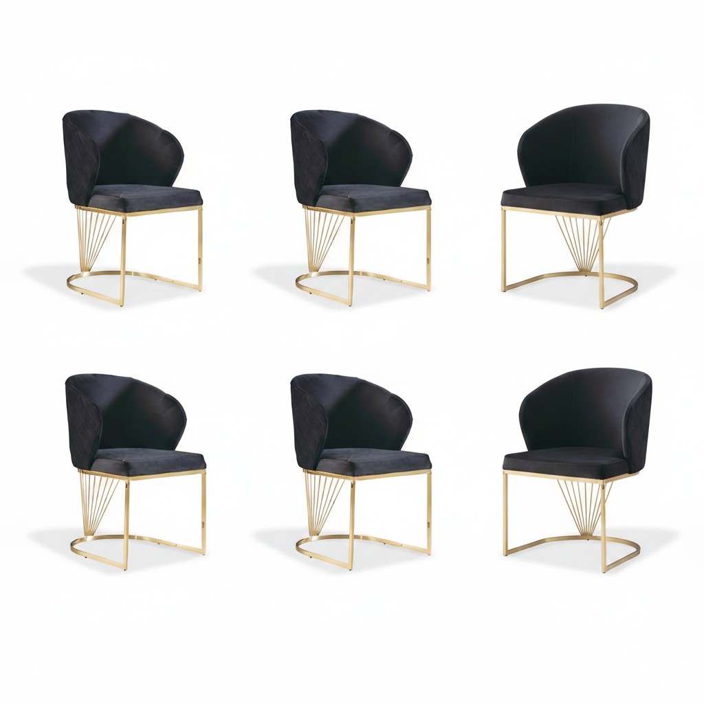 Set 6x Stuhl Stühle Sessel Esszimmer Garnitur Holz Modern Gruppe Möbel