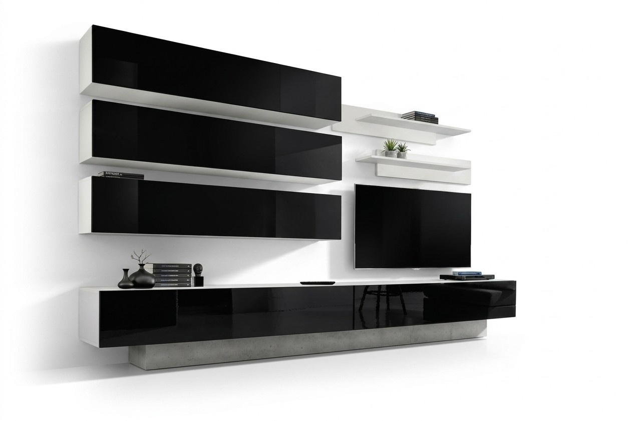 Set 7 tlg. Designer Wohnzimmer Wohnwand Wandschrank Sideboard TV-Ständer Neu