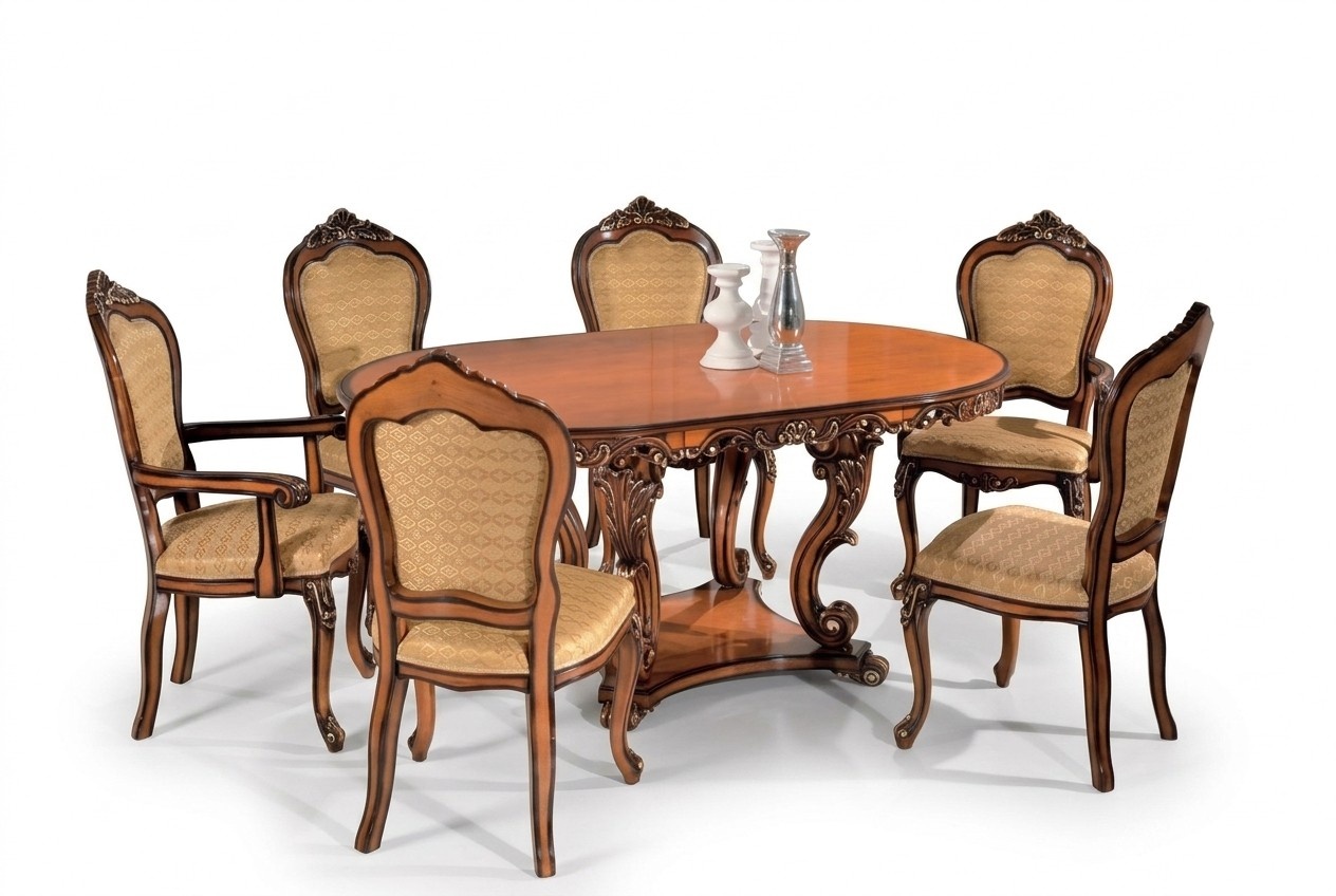 Set Esstisch 4x Stühle 2x Armlehnenstühle Esstischgruppe Holztische Tische