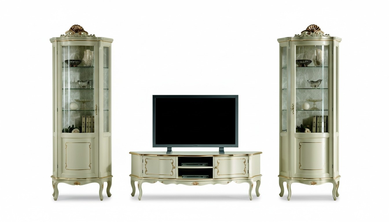 Design Set Garnitur 3tlg rtv mit 2x Vitrine Italienische Luxus Möbel Barock Stil
