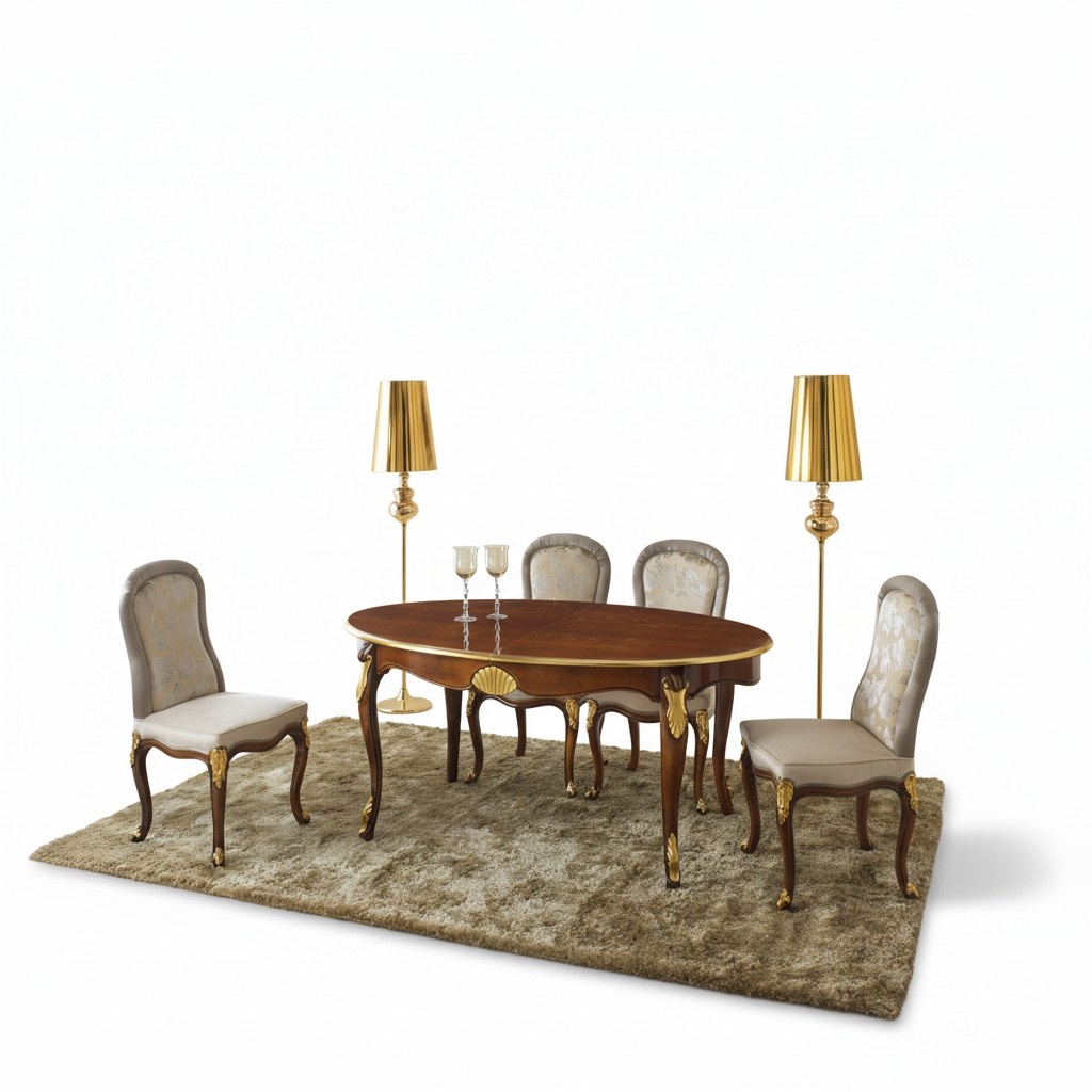 Set Garnitur 5tlg Esstisch 4 Stühle Luxus Esszimmer Möbel Gruppe Italien Möbel