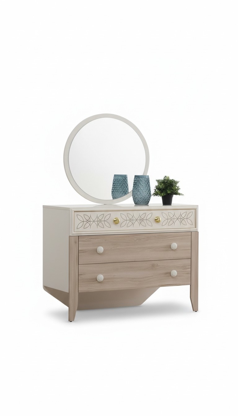 Set Kommode mit Spiegel Schminktisch Konsole Kommoden Holz Modern Schlafzimmer