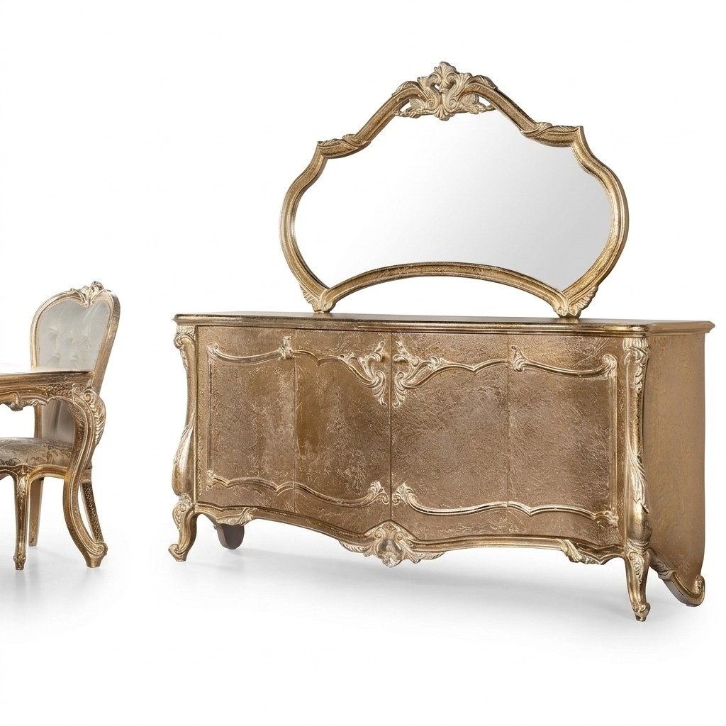 Set Kommode Mit Spiegel Garnitur Kommoden Holz Gruppe Sideboard Möbel Barock