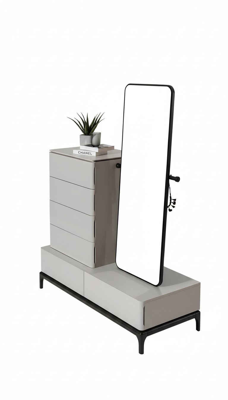 Kommoden Wohnzimmer Set Kommode mit Spiegel Holz Still Modern weiß