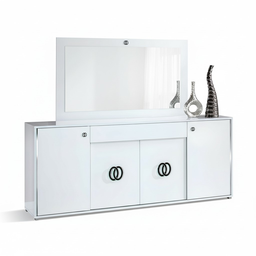 Set Kommode Spiegel Kommode Designer Schrank Holz Hochglanz XXL Luxus Schrank