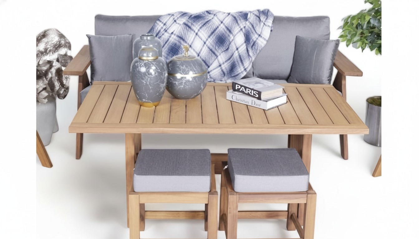 Set Sofa 3 Sitzer Sitzmöbel Gartenmöbel Esstisch Holz Tisch Komplett 2tlg