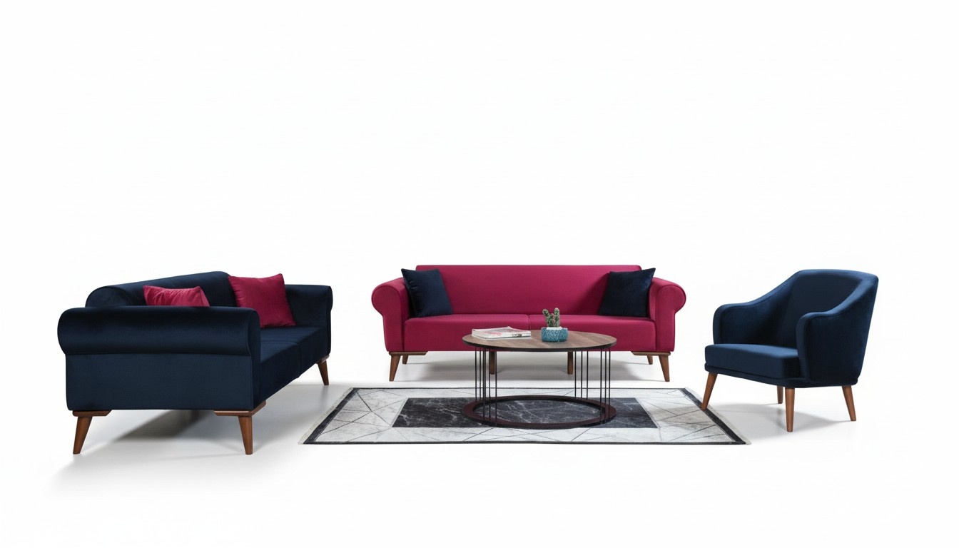 Sofagarnitur 3+3+1 Sitz Design Sofa Polster Couchen Couch Modern 3 tlg