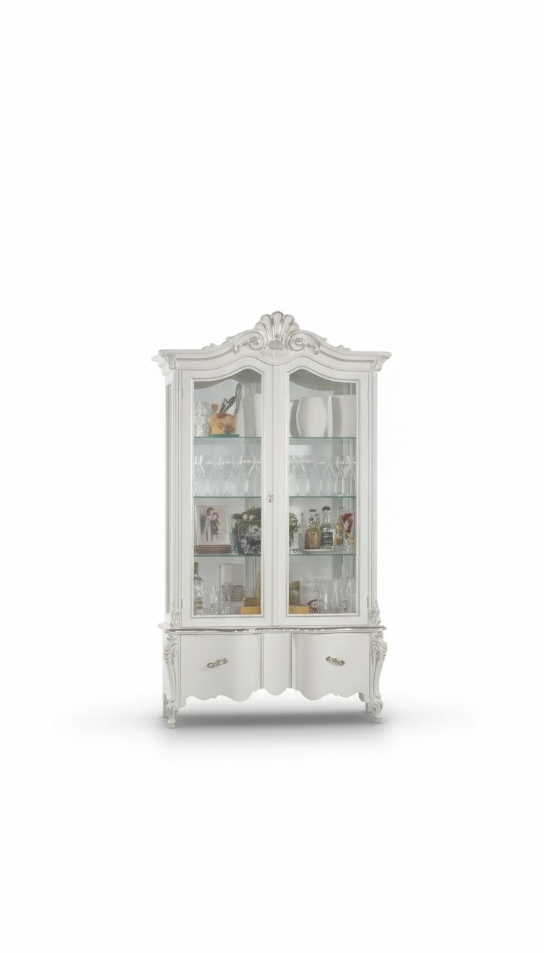 Showcase Italienische Wohnzimmermöbel Schrank Weißes Glas Vitrinen Vitrine