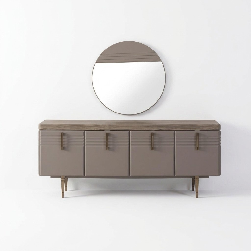 Sideboard Anrichte Grau Schrank Spiegel Kommode Holz Garnitur Kommode