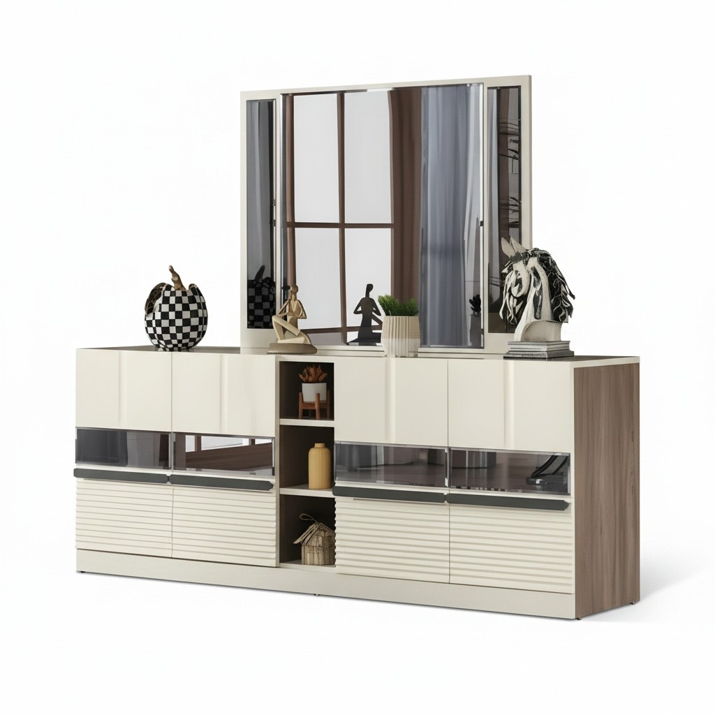 Sideboard mit Spiegel Modern Esszimmer Einrichtung Komplett Luxus Möbel