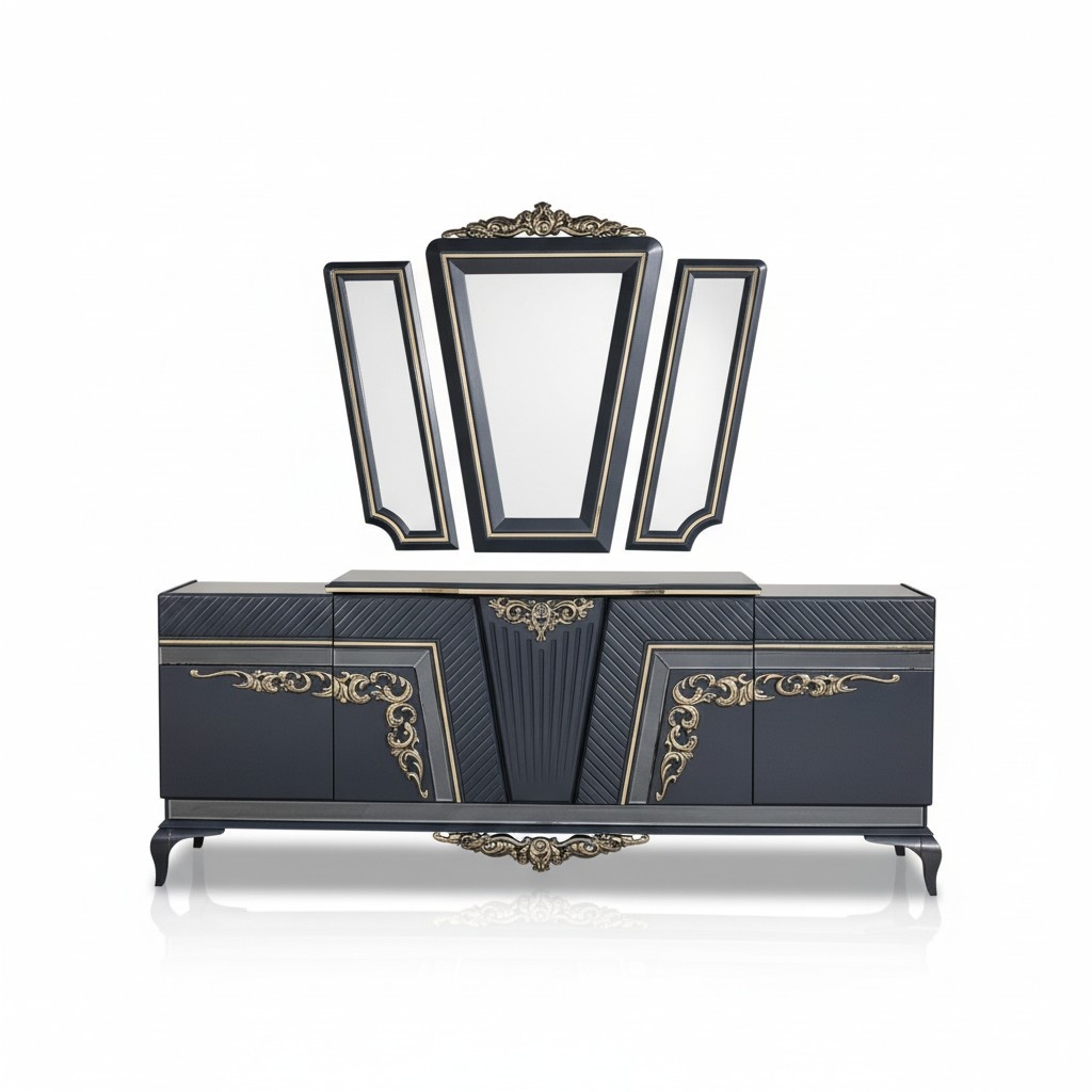 Sideboard Moderne Kommode Anrichte Schrank mit 3 Spiegel Stauraum Barock