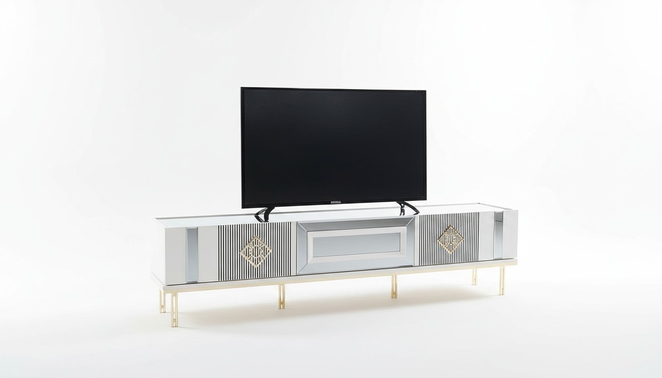 Sideboard RTV Lowboard TV Ständer Holz Weiß Wohnzimmer Tisch Schrank