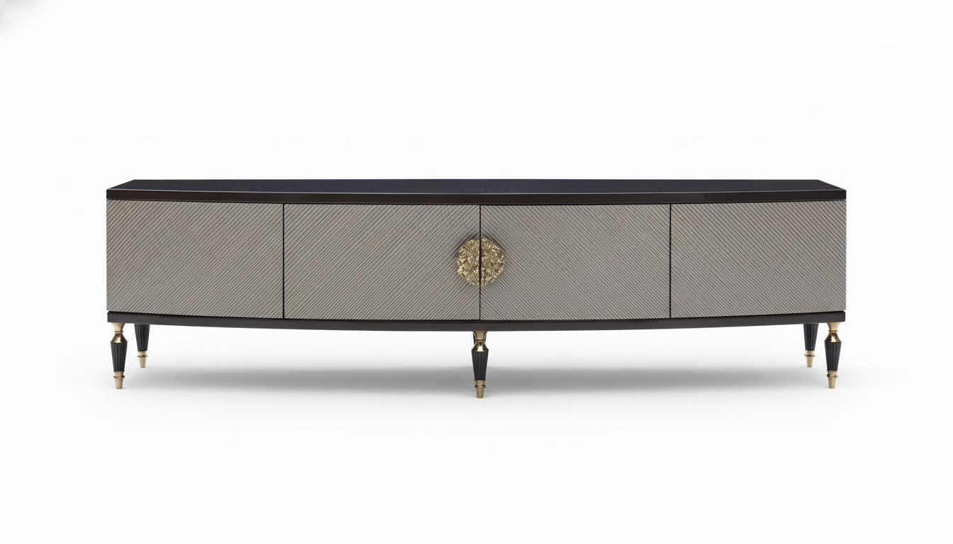 Sideboard RTV Lowboard TV Ständer Schrank Holz Grau Wohnzimmer