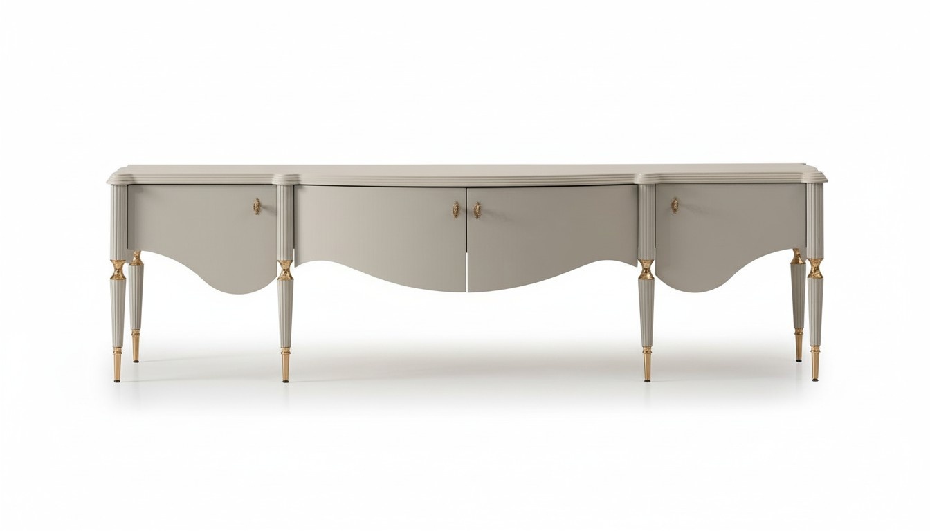 Sideboard RTV Lowboard TV Ständer Beige Holz Wohnzimmer Tisch Schrank