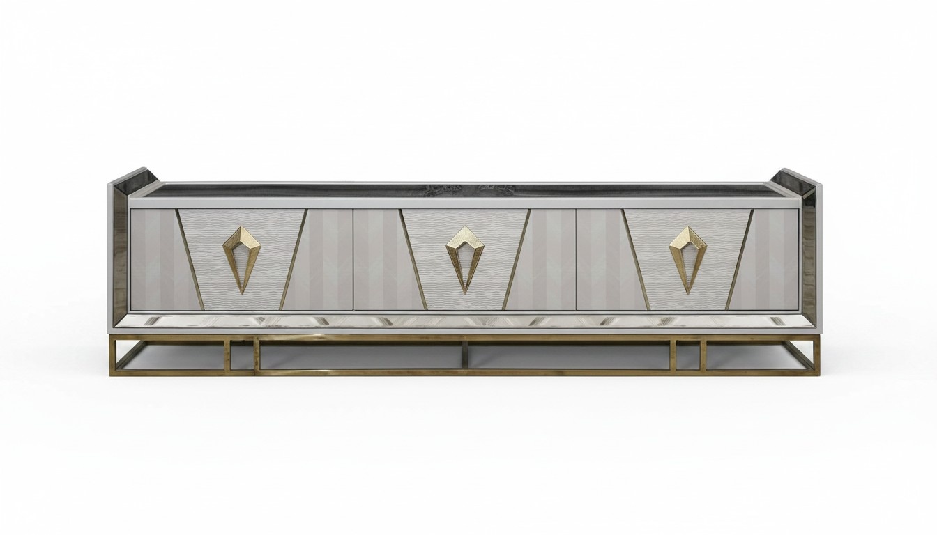 Sideboard RTV Lowboard TV Ständer Holz Grau Wohnzimmer Tisch Moderne
