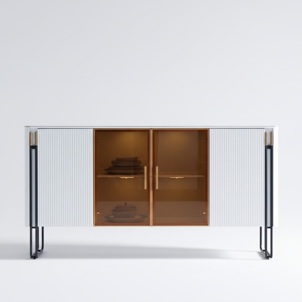 Sideboard Weiß Holzschrank Modern Stil Wohnzimmer Kommode Anrichte
