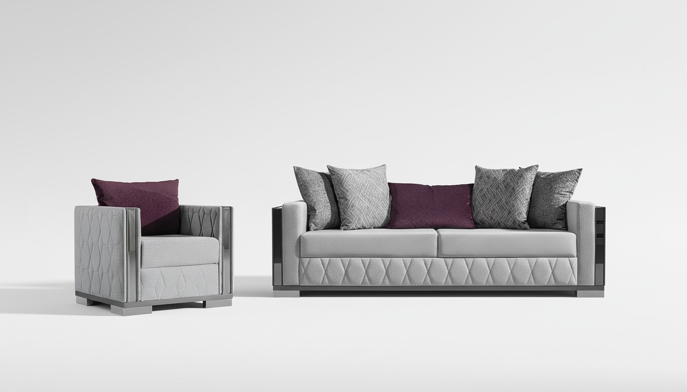 Silber Sofagarnitur Couch Sitzpolster Sofagarnitur 3+1 Sitzer Couchen