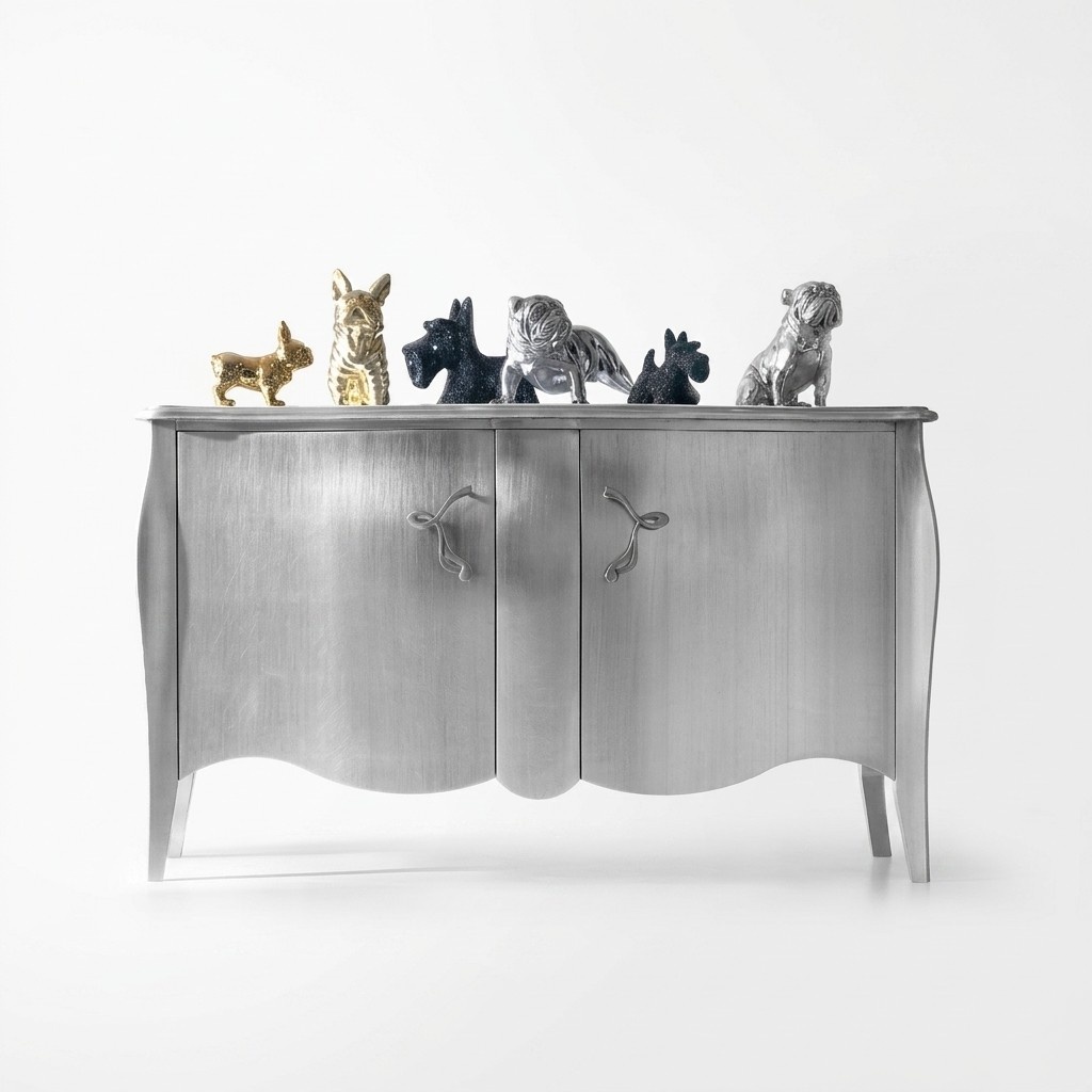 Silbernes Sideboard Kommode Anrichte Schränke Kommoden Holz Silber