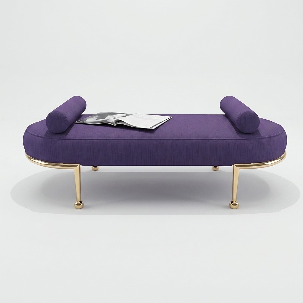 Sitz Polster Bank Polster Sitz Hocker Textil Stoff Holz Stil Design Möbel Lila