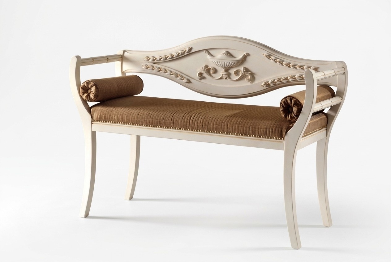 Sitzbank Wohnzimmer Klassische Bank Polsterbank Möbel Textil 103x38x77