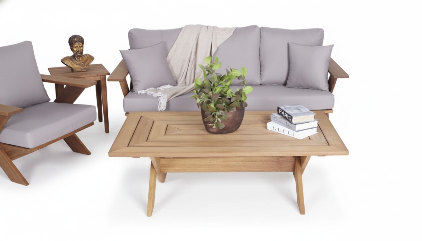 Sitzmöbel Gartenmöbel Sofa 3 Sitzer Holz Couchtisch Möbel Terrassenmöbel