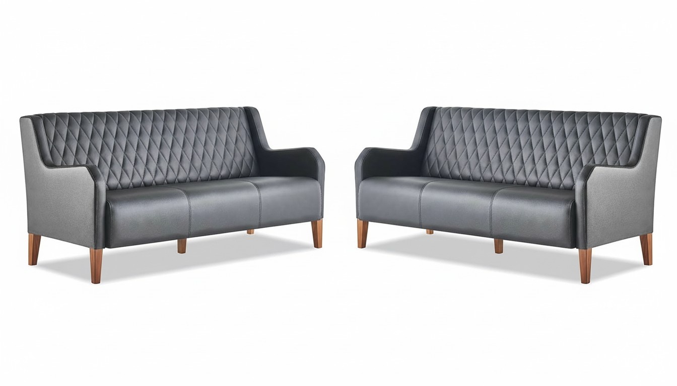 Sitzmöbel Modern Ledersofas Set 3-Sitzer Schwarz Sofa-Set Leder Holz