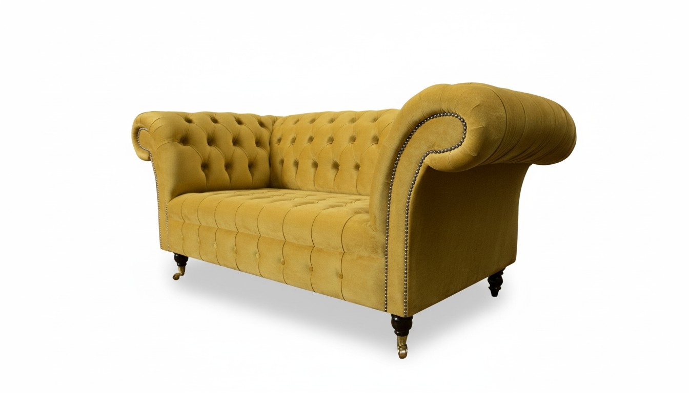 Sofa 2 Sitzer Design Sofas Polster Moderne Sitz Stoff Gelb Zweisitzer Neu Couch