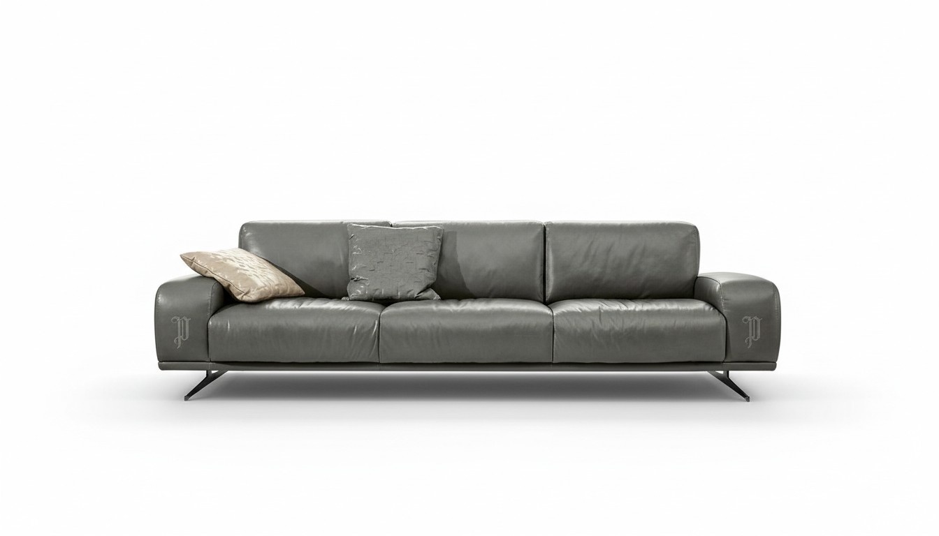 Sofa 3 Sitz Luxus Möbel Wohnzimmer Leder Couch Dreisitzer Grau Design Prianera